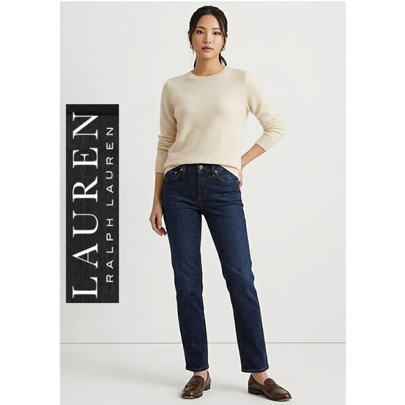 LAUREN RALPH LAUREN - Classic! Dark wash modern straight curvy jeans - Picture 1 of 12